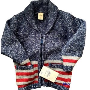NWT Tucker+Tate  Baby Boy Sweater Cardigan Collar Zipper Front Pockets 12months